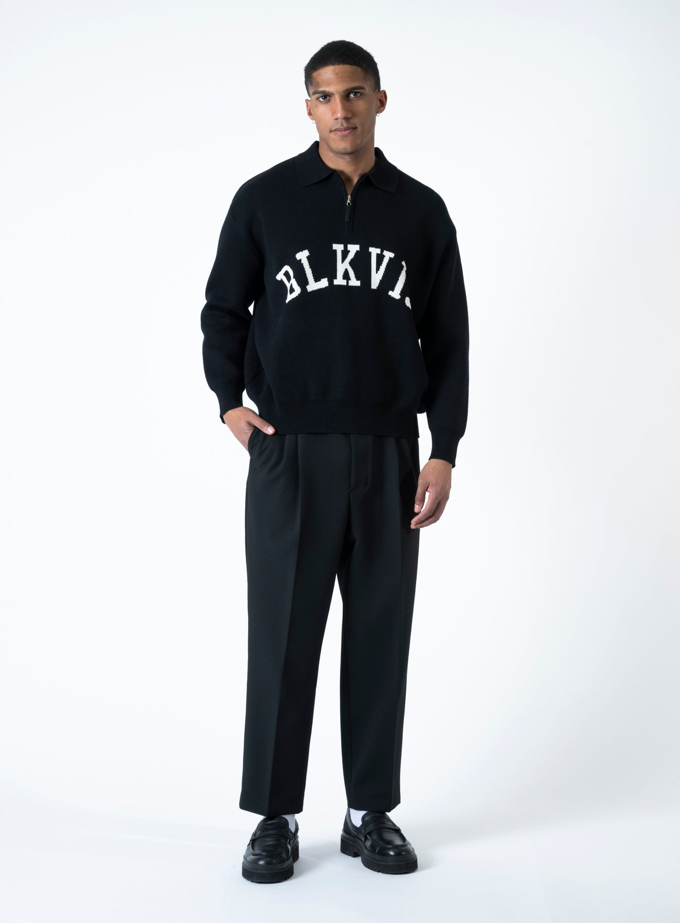 251-4251-3006 LOGO KNIT POLO SWEATER